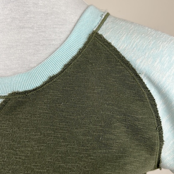 Title Nine Colorblock dress with drop drawstring waist French terry olive & mint - Picture 4 of 10